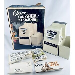 Vintage Almond Oster Touch-o-matic Can Opener/ Ice Crusher 576-16 Box Paperwork